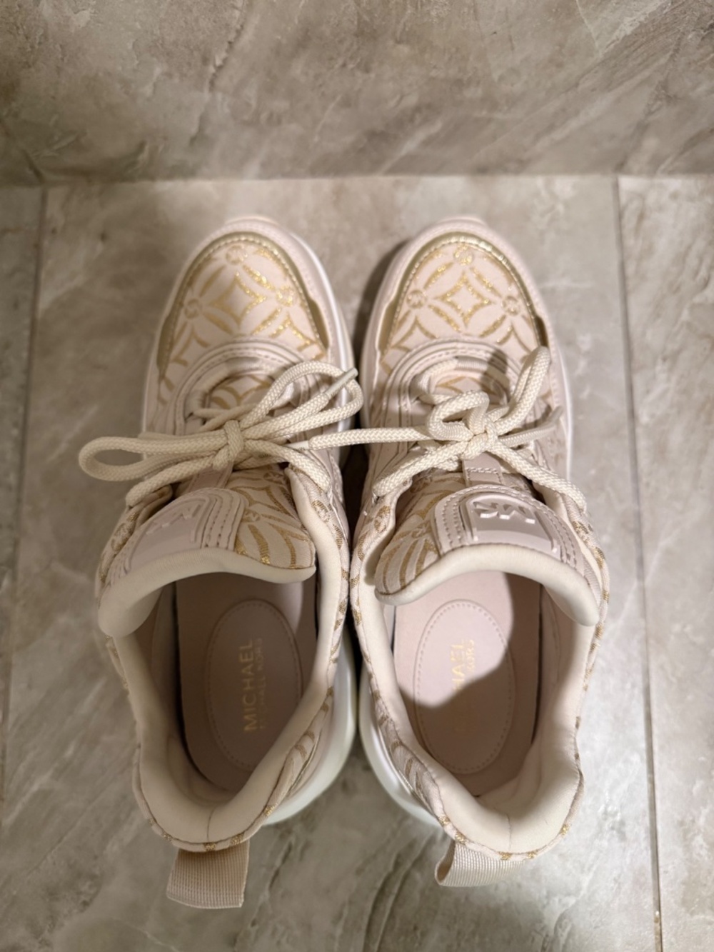 Michael Kors Olympia espadrille in metallic jacquard with logo - Picture 6 of 7